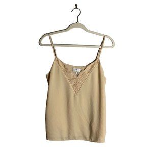 Socialite Women's Beige Lace Trimmed Cami Tank Top